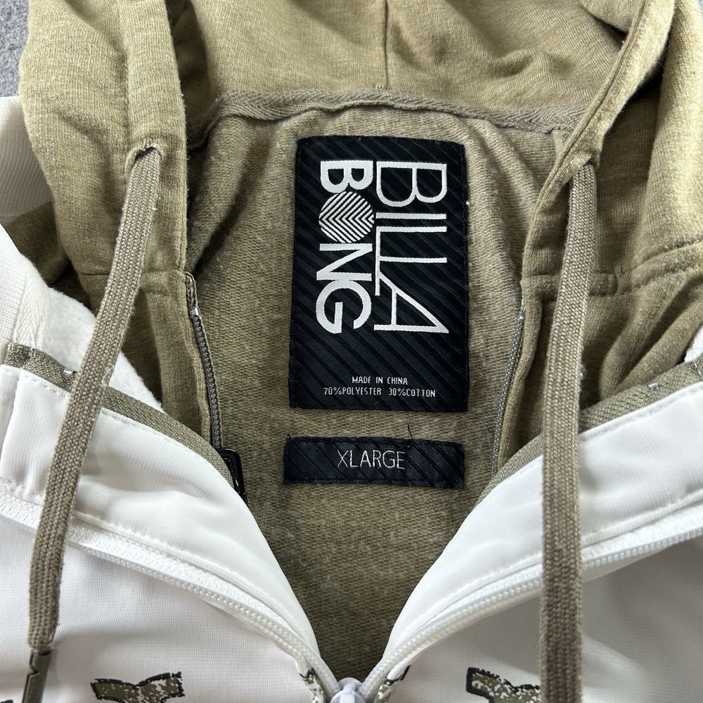 Vintage Billabong Jacket Mens XL Full Zip Hoodie White Green Y2K Layered Skater - Picture 5 of 7